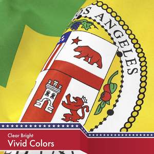 Explosif personnalisé 3*5ft100% polyester double fil cousu solide joint en laiton durable intérieur et extérieur drapeau de la ville de <span class=keywords><strong>Los</strong></span> <span class=keywords><strong>Angeles</strong></span> - Product Image 3
