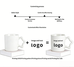 Gepersonaliseerde keramische mok met stervormig handvat, bedrukbaar met logo, zakelijk cadeau & mok voor koppels, water-/koffiemok, creatief ontwerp - Product Image 2
