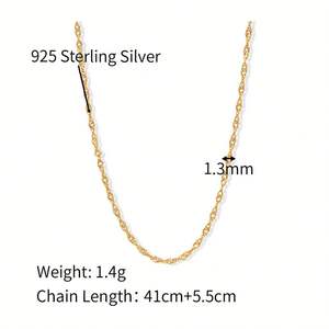 Chris April 925 Sterling Zilver Water Wave Rimpel Effen Ketting Vermeil Ketting Groothandel - Product Image 2