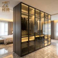 Armoires de Luxe Modernes et Durables pour la Maison, avec Cadre en Aluminium Noir LED, Penderie Personnalisée pour Chambre, Salon, Villa, Salle à Manger