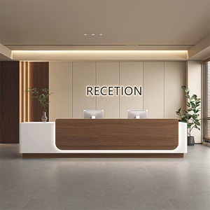 Comptoir de réception moderne sur mesure OEM ODM, en bois courbé MDF, pour salon, boutique, bureau, comptoir <span class=keywords><strong>d</strong></span>'accueil de luxe - Product Image 1