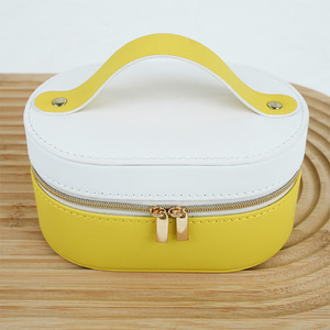 Étui de rangement pour bijoux bicolore avec poignée et double fermeture éclair, grande capacité, vente en gros d'étuis à bijoux - Product Image 3