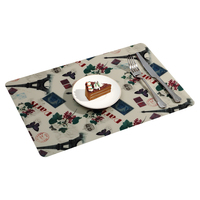 Napperons imprimés RNPT en PVC à coins arrondis, motif carreaux bleus, pour la décoration de table de réception de mariage