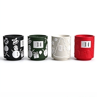 Bougie de Noël parfumée de luxe en céramique C & H, bonhomme de neige en relief, sapin de Noël, boîte cadeau fantaisie, cadeau de Noël, vente en gros, logo personnalisé