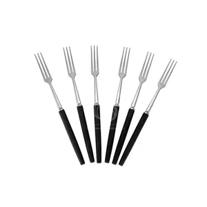 New Design 6Pcs Black Metal Nylon Handle Cooking Meat Fondue Forks Salad Fork For Home Kitchen Using