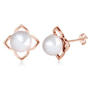 Encantadores pendientes de tuerca en forma de flor adornados con accesorio de perla <span class=keywords><strong>Swarovski</strong></span> Pendientes elegantes de Daisini chapados en oro de 18 quilates - Product Image 2