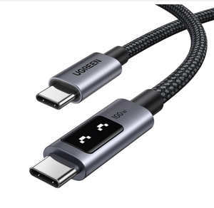Câble USB-C vers USB-C Ugreen L509 100W PD à charge rapide avec affichage LED, E-Marker, câble de données tressé en nylon pour ordinateur portable, téléphone, tablette - Product Image 1
