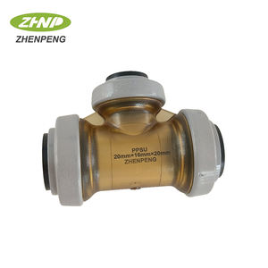 PPSU Tee Fitting Aplicaciones <span class=keywords><strong>de</strong></span> <span class=keywords><strong>agua</strong></span> <span class=keywords><strong>potable</strong></span> y calefacción Push Fit Tee, PPSU Push to Connect Plomería Fitting - Product Image 1