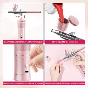 Nouveau kit de compresseur de bronzage par pulvérisation portable en aluminium rechargeable par USB, personnalisé avec étiquette privée, pour mini-peinture sur visage et nail art 2024 - Product Image 5