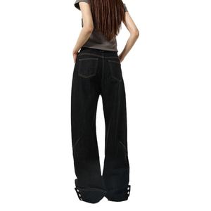 กางเกงยีนส์ทรงบอยเฟรนด์สีดำดิบสไตล์วินเทจ Y2K ผ้าฝ้าย 100% สำหรับผู้หญิง แฟชั่นใหม่สั่งตัดได้ - Product Image 6