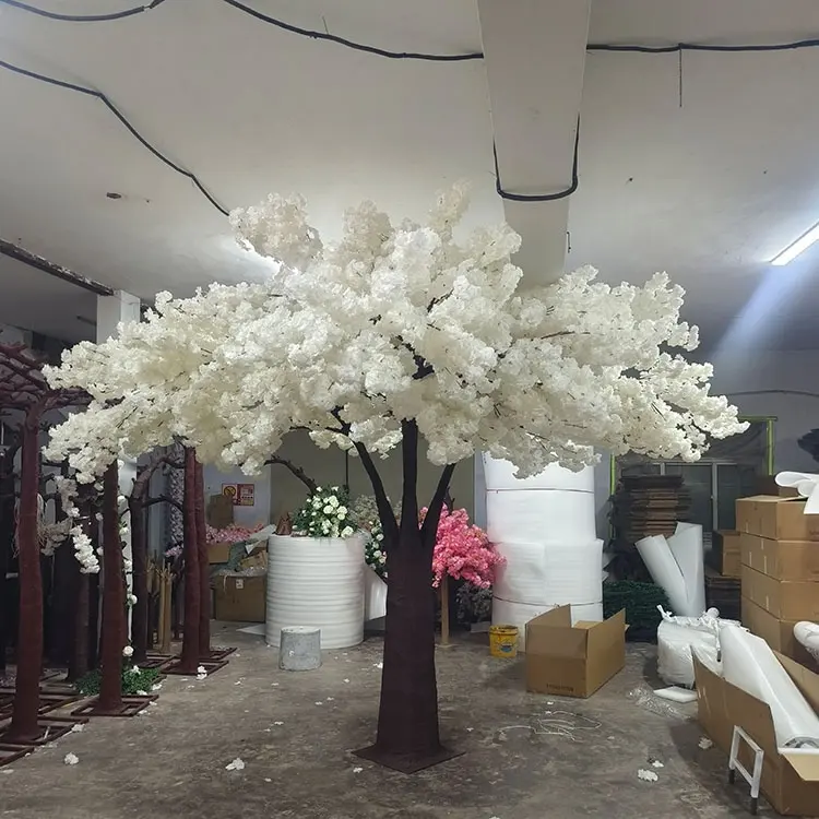 3m 4m Grande Branco Artificial Canopy Sakura Tree Big Fiberglass Wedding Fake Cherry Blossom Flower Trees for Indoor Outdoor Decor