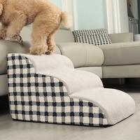 Moderne Abgerundete Ecken-Hunderampe & Bett-Treppe für Ältere Hunde Leicht zu Reinigen Abnehmbar Rutschfest Zusammenklappbare Hundetreppe