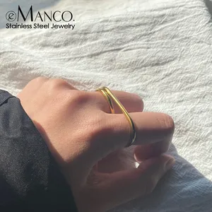 eManco Minimalist Vintage Metal Yüzükler Düzensiz Geometrik Oyuk Tasarım Kadınlar ve Erkekler için Düğün Partileri için - Product Image 1