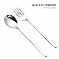 Cuillère et fourchette en acier inoxydable de style coréen pour hôtel, restaurant, cuisine domestique, finition polie miroir