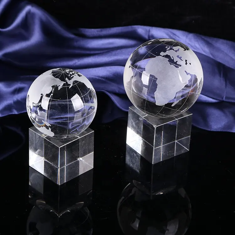 MH-Q0013 Personalized 3d Laser Engraved Crystal Glass Globe Ball