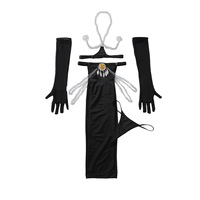 Ensemble de lingerie sexy pour femme en dentelle et satin, comprenant une robe tube midi, des longs gants d'opéra, une coiffe perlée et une chaîne à pampilles en strass