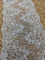 Dentelle à paillettes, broderie florale blanche, tulle, maille, garniture scintillante pour la décoration de robes, couture de vêtements, artisanat, vente en gros