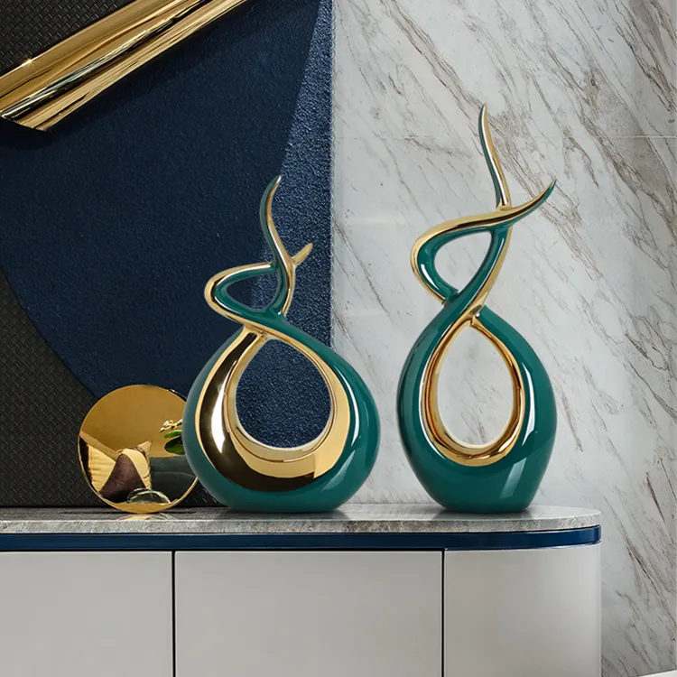 hot selling design living room hotel decors luxury gold decoration ceramic modern home decor