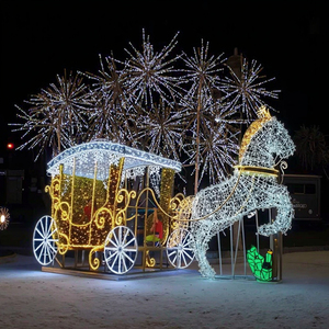 Luce Decorativa Natalizia da Esterno Personalizzata Grande IP65 a Forma di Carrozza con Cavalli 3D LED Ricaricabile Dimmerabile Alimentata a Corrente Alternata 50000 - Product Image 5