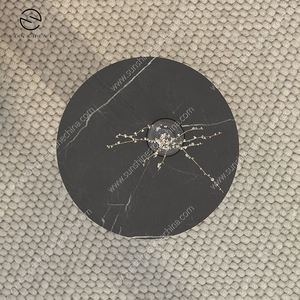 Mesa auxiliar de lujo moderna con tapa de mármol blanco y negro de alto brillo para el centro de la sala de estar y el dormitorio - Product Image 5