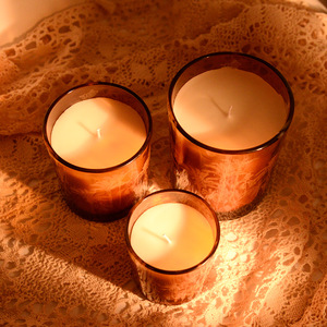 Brown Printed Glass Scented <b>Candle</b> Cylinder 1 <b>Wick</b> Home Decoration - Product Image 4
