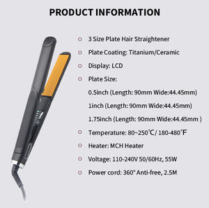 Fer plat de marque privée en gros <span class=keywords><strong>450</strong></span> <span class=keywords><strong>Fahrenheit</strong></span> 1/4 plaques de titane nano lisseur de cheveux ionique numérique - Product Image 3