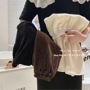 Tongxingyuan Girls Fleece Lined Ribbed Wide Leg Pants Thickened One Piece Solid Color Cotton Knitted Autumn Winter 2025 - Product Image 3
