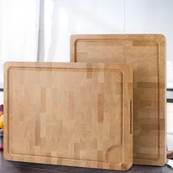 Custom Large Red Oak Wood Cutting Board with Juice Groove End Grain Wooden Chopping Block Kitchen Butcher Blocks