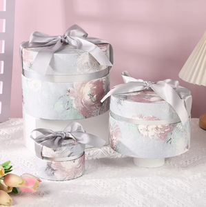 Luxury Round Floral Paper <b>Jewelry</b> <b>Box</b> Custom Logo Ribbon Bow Gift Storage <b>Box</b> for <b>Necklace</b> Earring Ring - Product Image 3