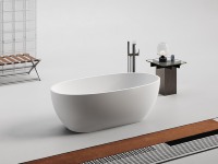 Baignoire autoportante en pierre artificielle blanche MA5004, baignoire autoportante moderne en surface solide