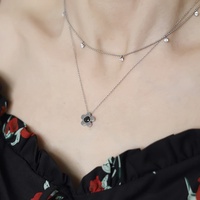 Collier tendance coréen en acier inoxydable, couleur argent, accessoires Y2K, pendentif fleur délicat, pour filles et femmes, cadeau