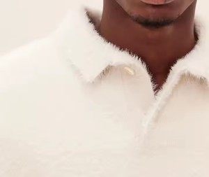 Maglione Invernale da Uomo in Mohair Spazzolato <span class=keywords><strong>Jacquard</strong></span> Personalizzato, Pullover <span class=keywords><strong>POLO</strong></span> a Maniche Lunghe, Taglia Grande, in Finta Pelliccia Bianca - Product Image 4