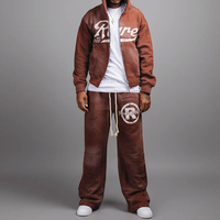 USA Zip-up pakaian olahraga oleh Acid Wash pria longgar Hoodie Sweatpants berlian imitasi cetak termal atletik Flare untuk musim dingin harga rendah