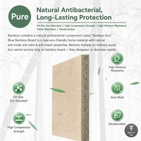Meuble-lavabo de salle de bain moderne GOLDEN HOME en MDF, bambou bleu écologique, avec plan de travail en marbre artificiel et conception 3D gratuite