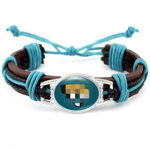 Pulseras de Cuero Trenzado Retro al por Mayor con Dijes de Metal de los 32 Equipos de Fútbol Americano, Pulseras de Aleación Multicapa con Impresión de Clubes de Fútbol - Product Image 5
