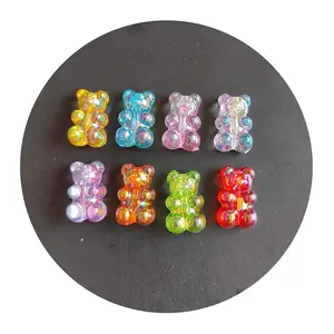 100pcs Colorful Bear Acrylic Beads with Through Hole for Jewelry Bangles Diy Supplies