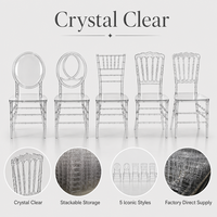 Chaises Chiavari en résine acrylique transparente en gros pour mariages, événements, fêtes, salon et entrée
