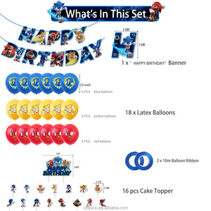 Nice Happy <strong>Birthday</strong> Banner <strong>Hedgehog</strong> <strong>Sonic</strong> Theme Party <strong>Decorations</strong> Mixed Color Latex <strong>Birthday</strong> Balloon Set Cake Topper Set - Product Image 4