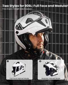 Casco <span class=keywords><strong>modular</strong></span> de motocicleta ILM, visera doble abatible hacia arriba, luz trasera LED, modelo 906L, casco integral para motocicleta - Product Image 4