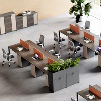 Poste de travail modulaire double face LEADCOM avec pieds en acier et armoire intégrée pour la rénovation de bureaux commerciaux