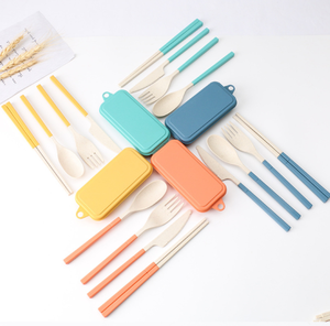 จานชามพับได้แบบใช้ซ้ำได้ ชุดช้อนส้อมสำหรับเด็ก ลายการ์ตูน ลดราคา - Product Image 1