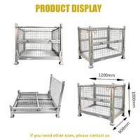 EASYLINK Conteneur de stockage en treillis métallique galvanisé à chaud avec verrouillage, cage à palettes pliable en treillis, capacité 1500 kg, grille 50x50mm 4/1