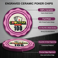 Jetons de poker en céramique personnalisés en gros, gravés en forme de vague, 12g 43mm, motif clé grecque, pour salle de poker Texas Hold'em