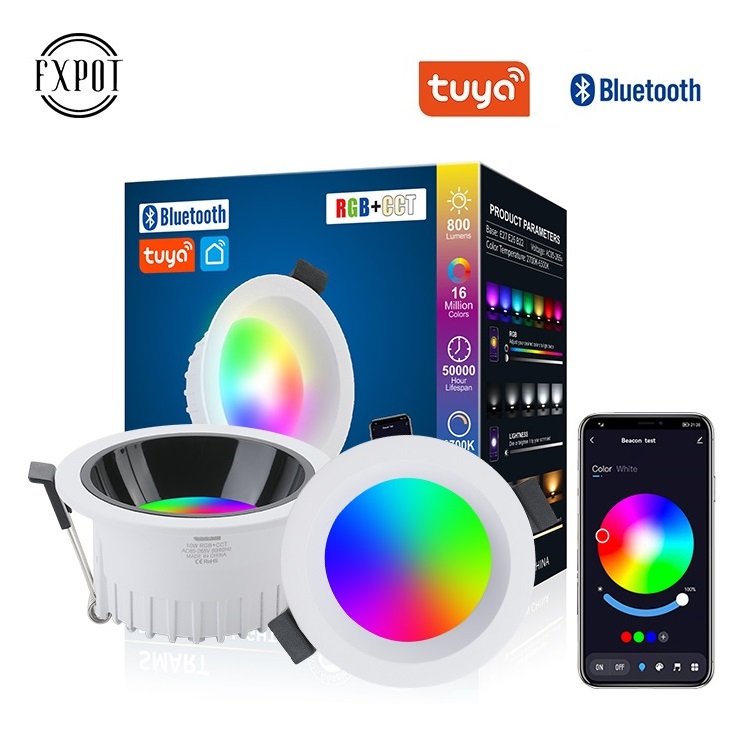 Fxpot умный светодиодный светильник Alexa & Tuya групповой контроль 10 Вт/15 Вт RGB свет затемнения новый дизайн встраиваемый для светодиодный светильник