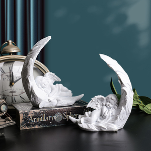 Statua <span class=keywords><strong>di</strong></span> angelo bianco tradizionale in resina carina con ali <span class=keywords><strong>di</strong></span> piume grandi per la casa Ecclesia da tavolo ornamento <span class=keywords><strong>di</strong></span> natale per le ragazze decorazione - Product Image 2