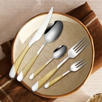 Ensemble de couverts très vendu, couteau à steak, fourchette, cuillère en acier inoxydable, argenterie dorée, ensemble de couverts de mariage en acier inoxydable
