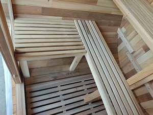 Luxury <strong>2</strong> <strong>Person</strong> Wooden Barrel Sauna With Tempered Glass Door Small <strong>Steam</strong> <strong>Room</strong> - Product Image 5