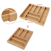 Plateau à couverts en bambou, conteneur de rangement pour couverts, support extensible pour ustensiles de cuisine, organisateurs de tiroirs de cuisine réglables