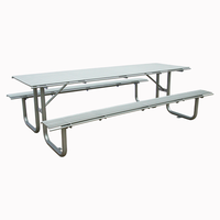 Table de pique-nique en métal tubulaire moderne commerciale d'extérieur ensemble de meubles de jardin table basse de patio extérieur en acier avec banc