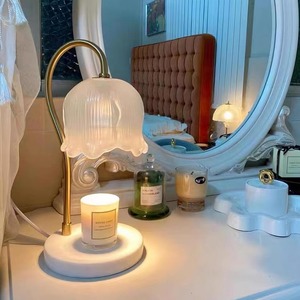 Lámpara de aromaterapia con aroma a lirio de los valles, base de mármol, pantalla de vidrio, luz nocturna regulable, calentador de fragancias para dormitorio y mesita de noche - Product Image 2